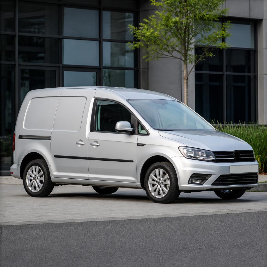 Silberner VW Caddy Kurierfahrzeug für Express- und Dokumentenfahrten in Frankfurt und Umgebung